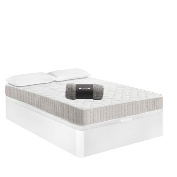 Pack Canapé de madera Blanco + Colchón PRO Nature + Almohada Fibra