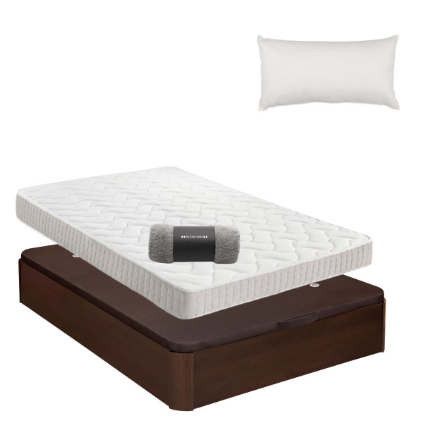 Pack Canapé de madera Wengué + Colchón PRO Nature + Almohada Fibra - Envío y Montaje Incluidos -